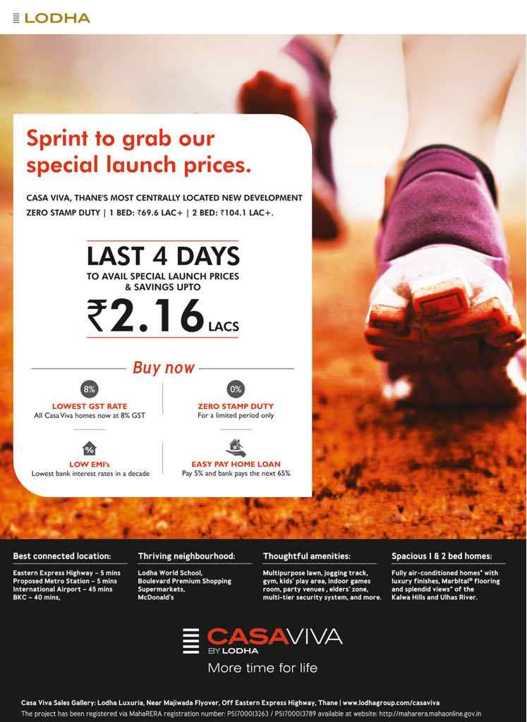 Book a home to avail special launch prices & saving up to Rs. 2.26 Lacs at Lodha Casa Viva in Mumbai